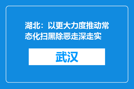 湖北：以更大力度推动常态化扫黑除恶走深走实