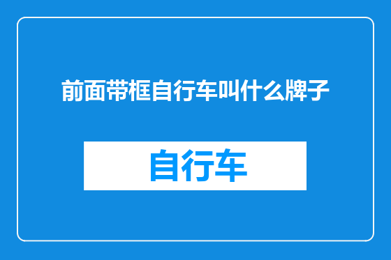 前面带框自行车叫什么牌子