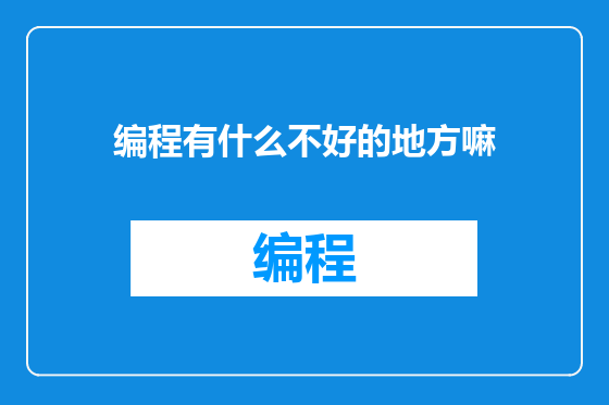编程有什么不好的地方嘛
