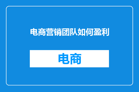 电商营销团队如何盈利