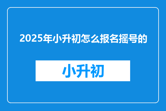 2025年小升初怎么报名摇号的
