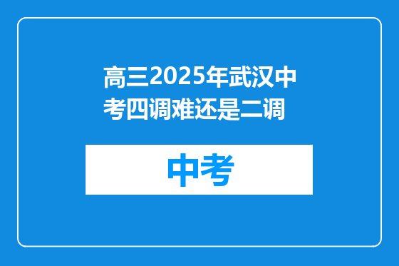 高三2025年武汉中考四调难还是二调