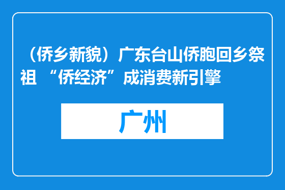 （侨乡新貌）广东台山侨胞回乡祭祖 “侨经济”成消费新引擎