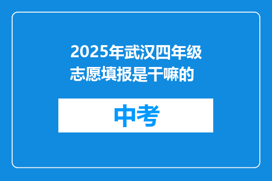 2025年武汉四年级志愿填报是干嘛的