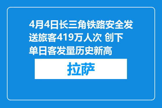 4月4日长三角铁路安全发送旅客419万人次 创下单日客发量历史新高