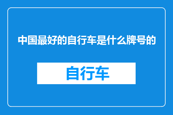 中国最好的自行车是什么牌号的