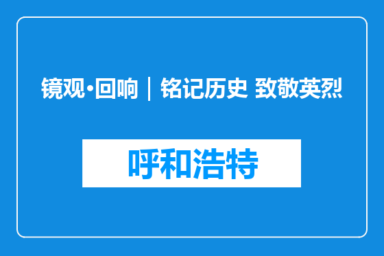 镜观·回响｜铭记历史 致敬英烈