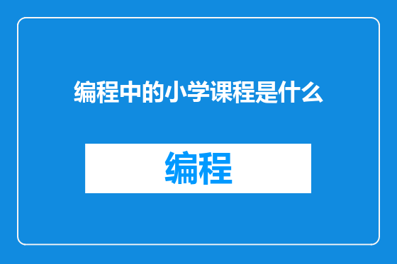 编程中的小学课程是什么