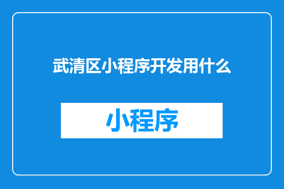 武清区小程序开发用什么
