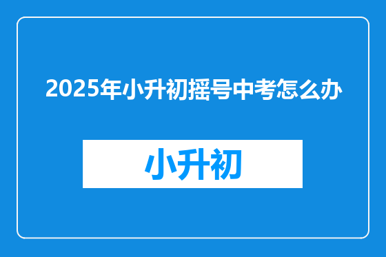 2025年小升初摇号中考怎么办