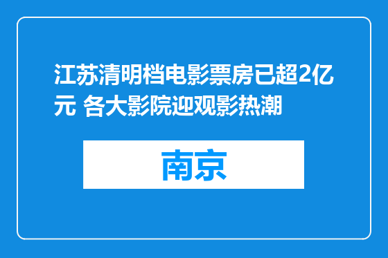 江苏清明档电影票房已超2亿元 各大影院迎观影热潮