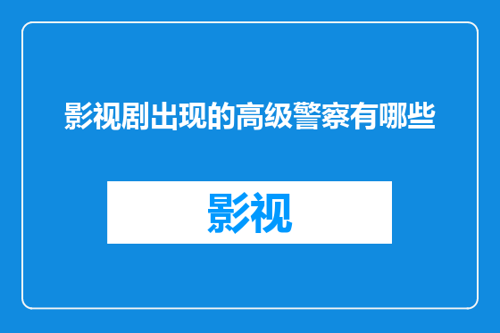 影视剧出现的高级警察有哪些