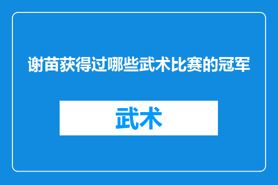 谢苗获得过哪些武术比赛的冠军