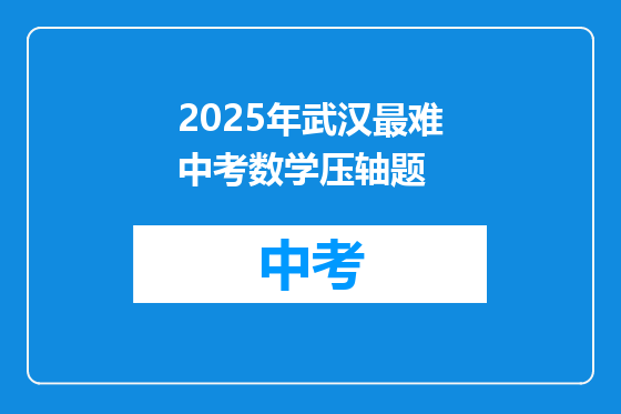 2025年武汉最难中考数学压轴题