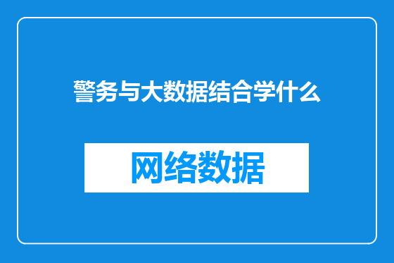 警务与大数据结合学什么