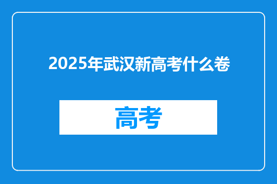 2025年武汉新高考什么卷