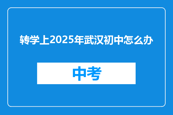转学上2025年武汉初中怎么办