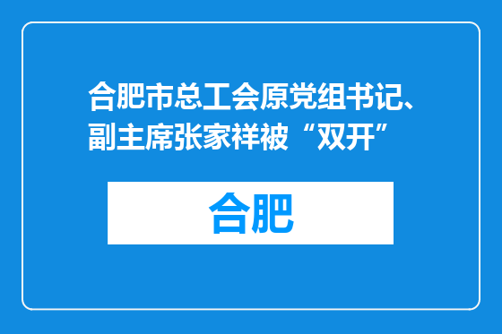 合肥市总工会原党组书记、副主席张家祥被“双开”