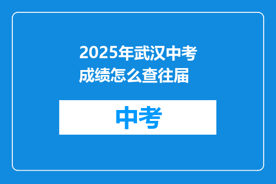 2025年武汉中考成绩怎么查往届