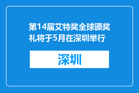 第14届艾特奖全球颁奖礼将于5月在深圳举行