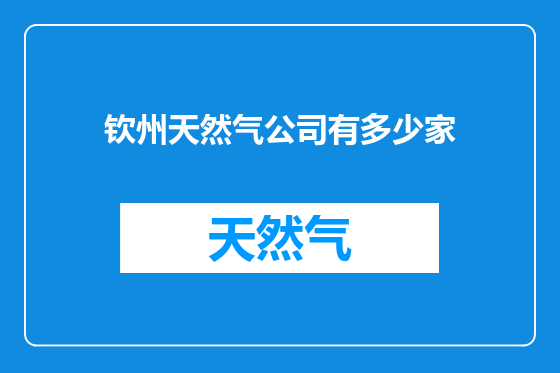 钦州天然气公司有多少家