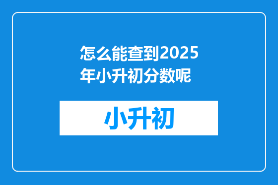 怎么能查到2025年小升初分数呢
