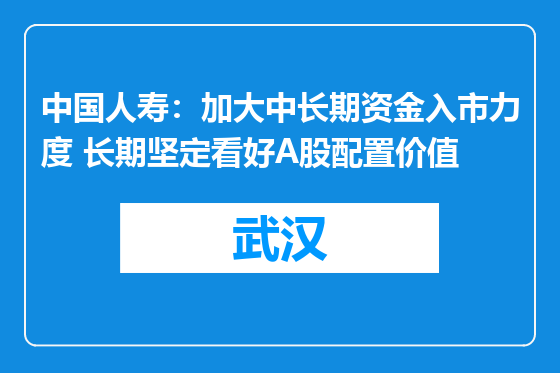 中国人寿：加大中长期资金入市力度 长期坚定看好A股配置价值