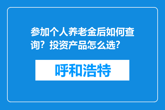 参加个人养老金后如何查询？投资产品怎么选？