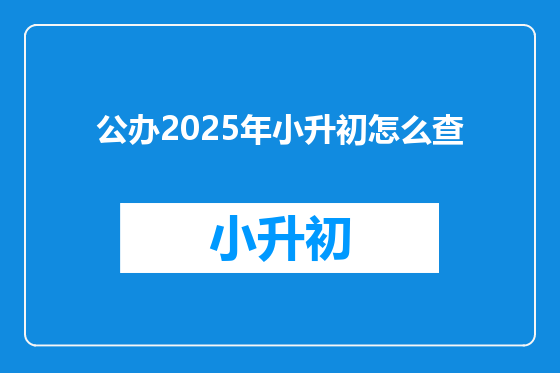 公办2025年小升初怎么查