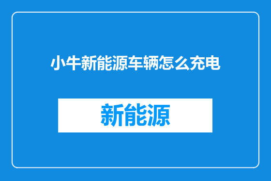 小牛新能源车辆怎么充电