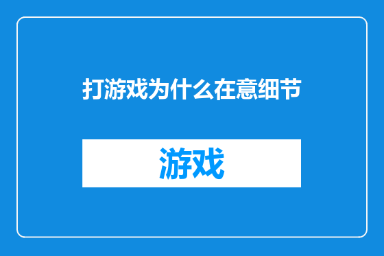 打游戏为什么在意细节