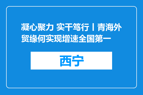 凝心聚力 实干笃行丨青海外贸缘何实现增速全国第一