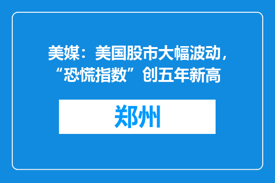 美媒：美国股市大幅波动，“恐慌指数”创五年新高