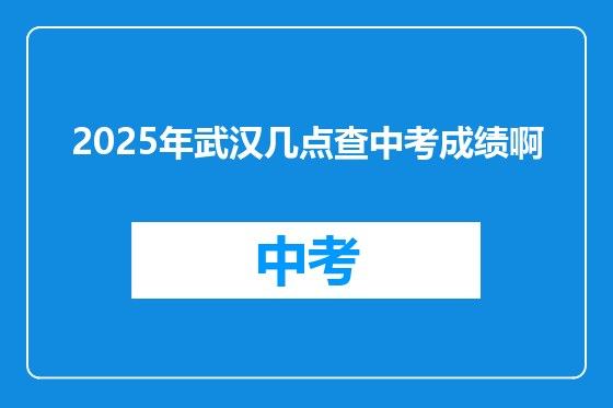 2025年武汉几点查中考成绩啊