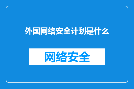 外国网络安全计划是什么