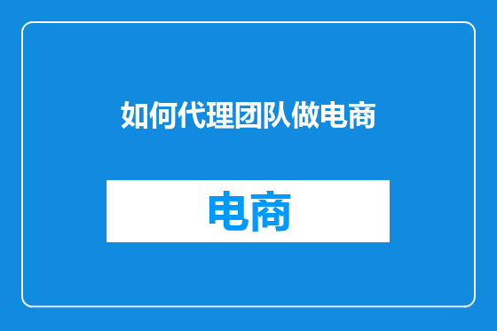 如何代理团队做电商