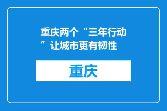 重庆两个“三年行动”让城市更有韧性