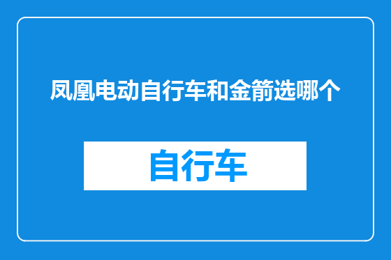 凤凰电动自行车和金箭选哪个
