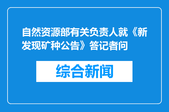 自然资源部有关负责人就《新发现矿种公告》答记者问
