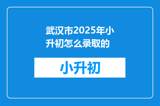 武汉市2025年小升初怎么录取的