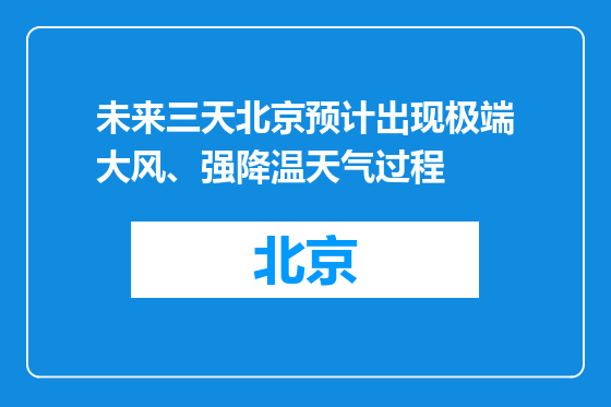 未来三天北京预计出现极端大风、强降温天气过程