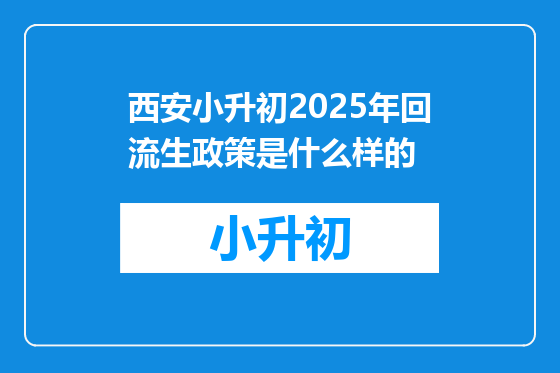 西安小升初2025年回流生政策是什么样的