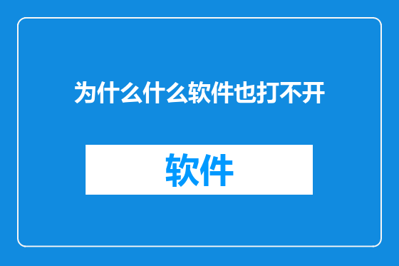 为什么什么软件也打不开