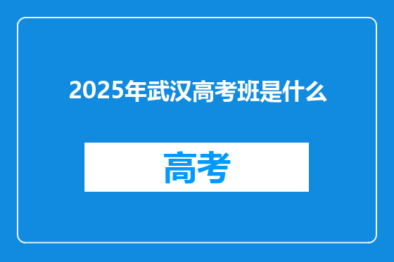 2025年武汉高考班是什么