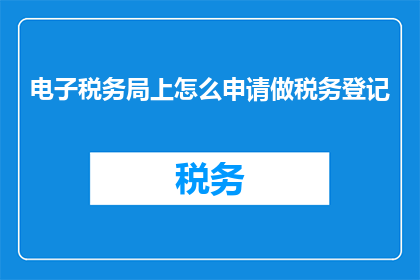 电子税务局上怎么申请做税务登记