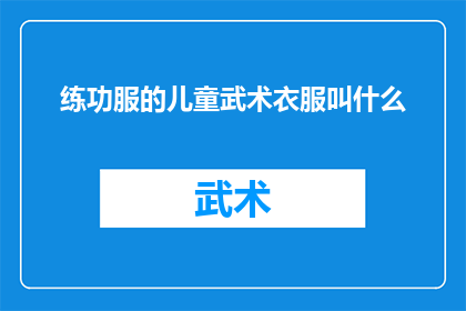 练功服的儿童武术衣服叫什么