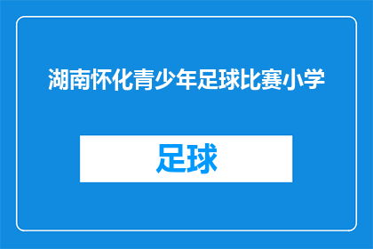 湖南怀化青少年足球比赛小学