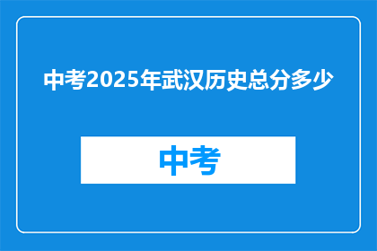 中考2025年武汉历史总分多少