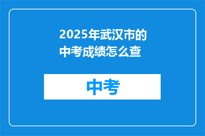 2025年武汉市的中考成绩怎么查