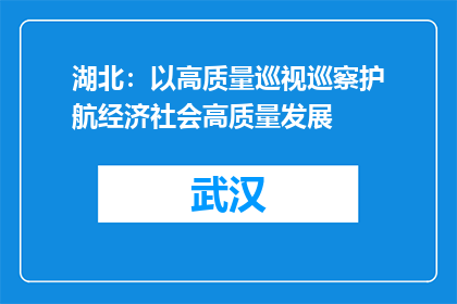 湖北：以高质量巡视巡察护航经济社会高质量发展